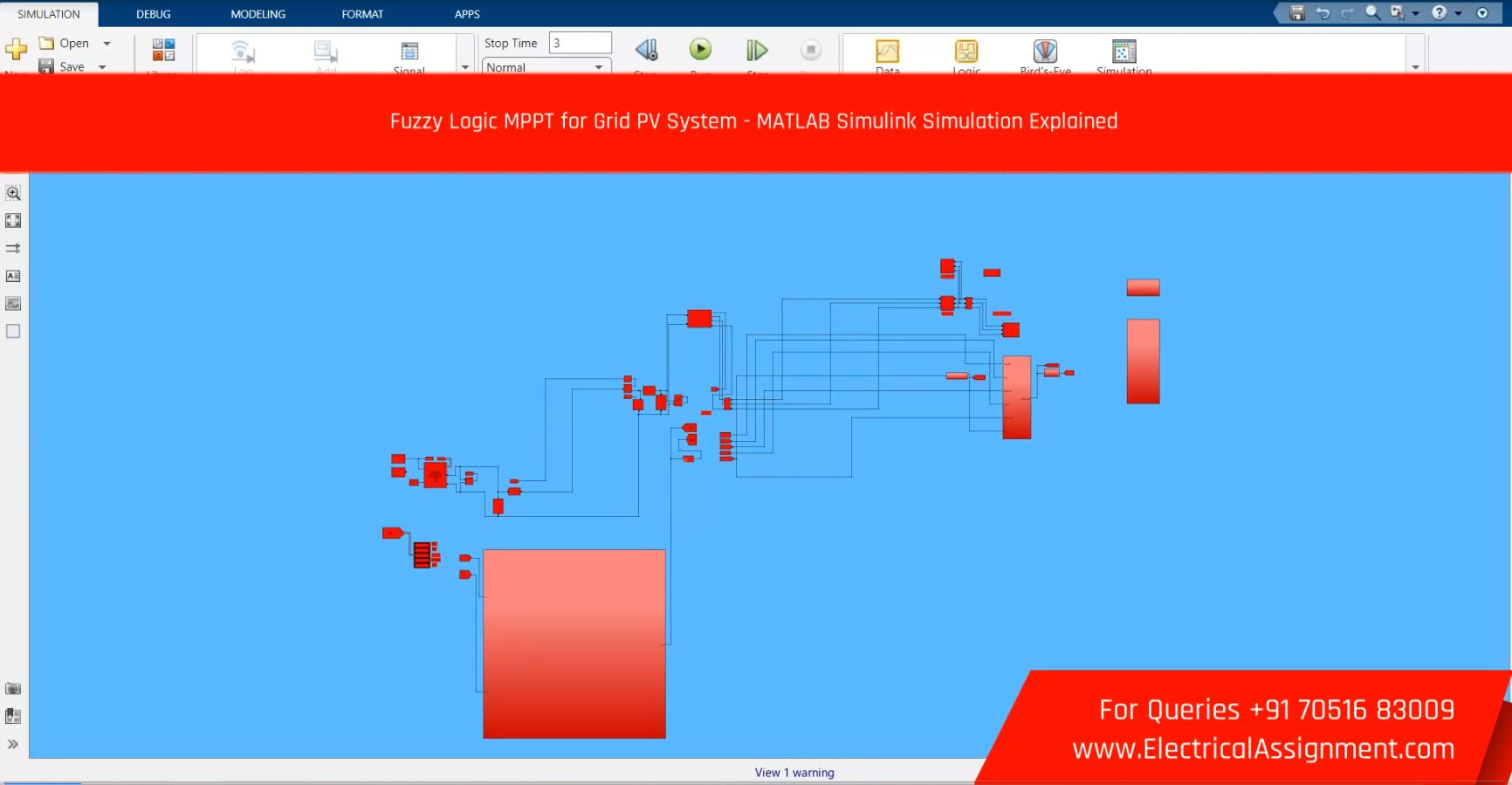Grid PV System with Fuzzy Controller MPPT Controller Simulink Simulation screenshot 2